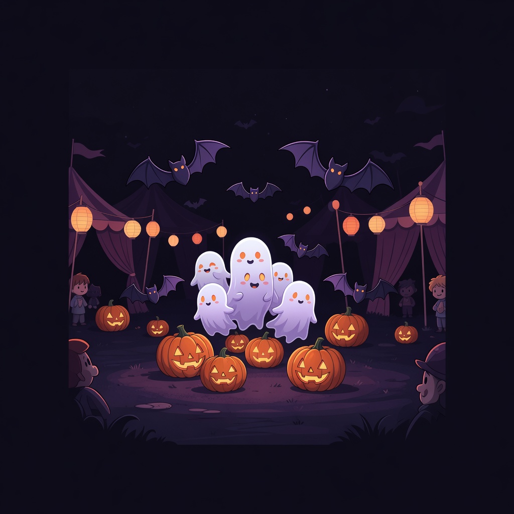 Cartoon pumpkin patch illustration showing symbol upgrade mechanic